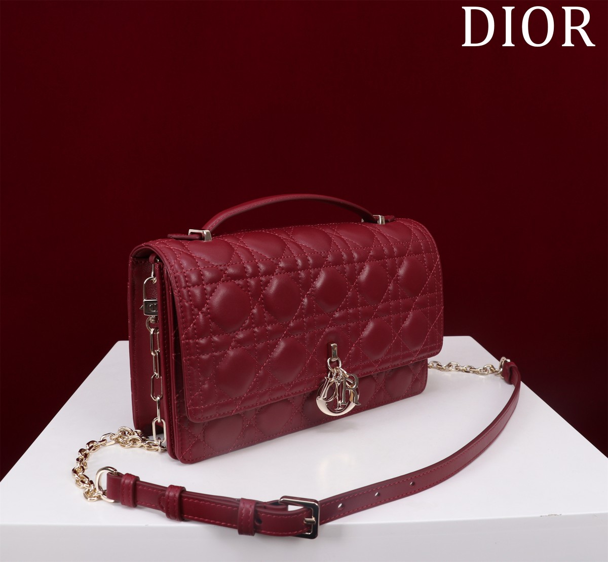 My Dior Top Handle Bag Burgundy Cannage Lambskin